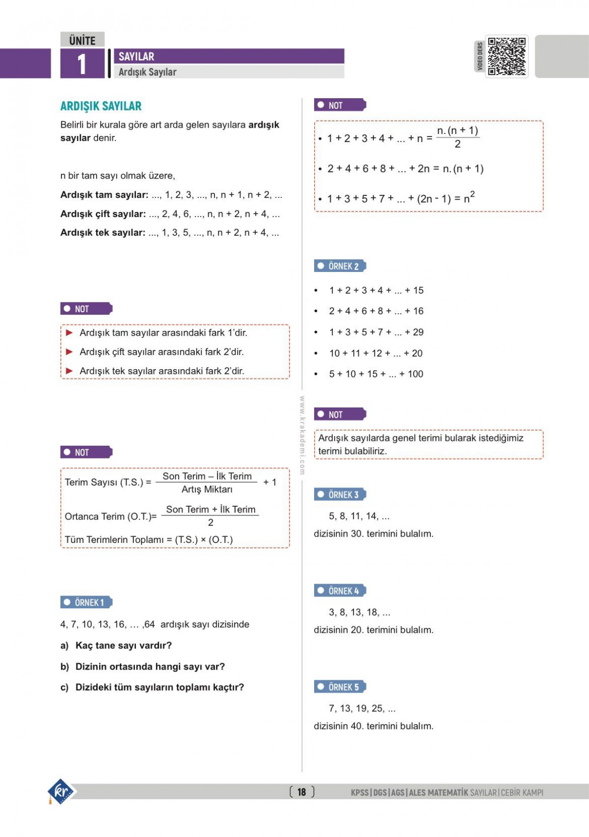 Gerçel Matematik KPSS DGS AGS ALES Sayılar Cebir İlk 15 Konuyu Fulle KR Akademi Yayınları