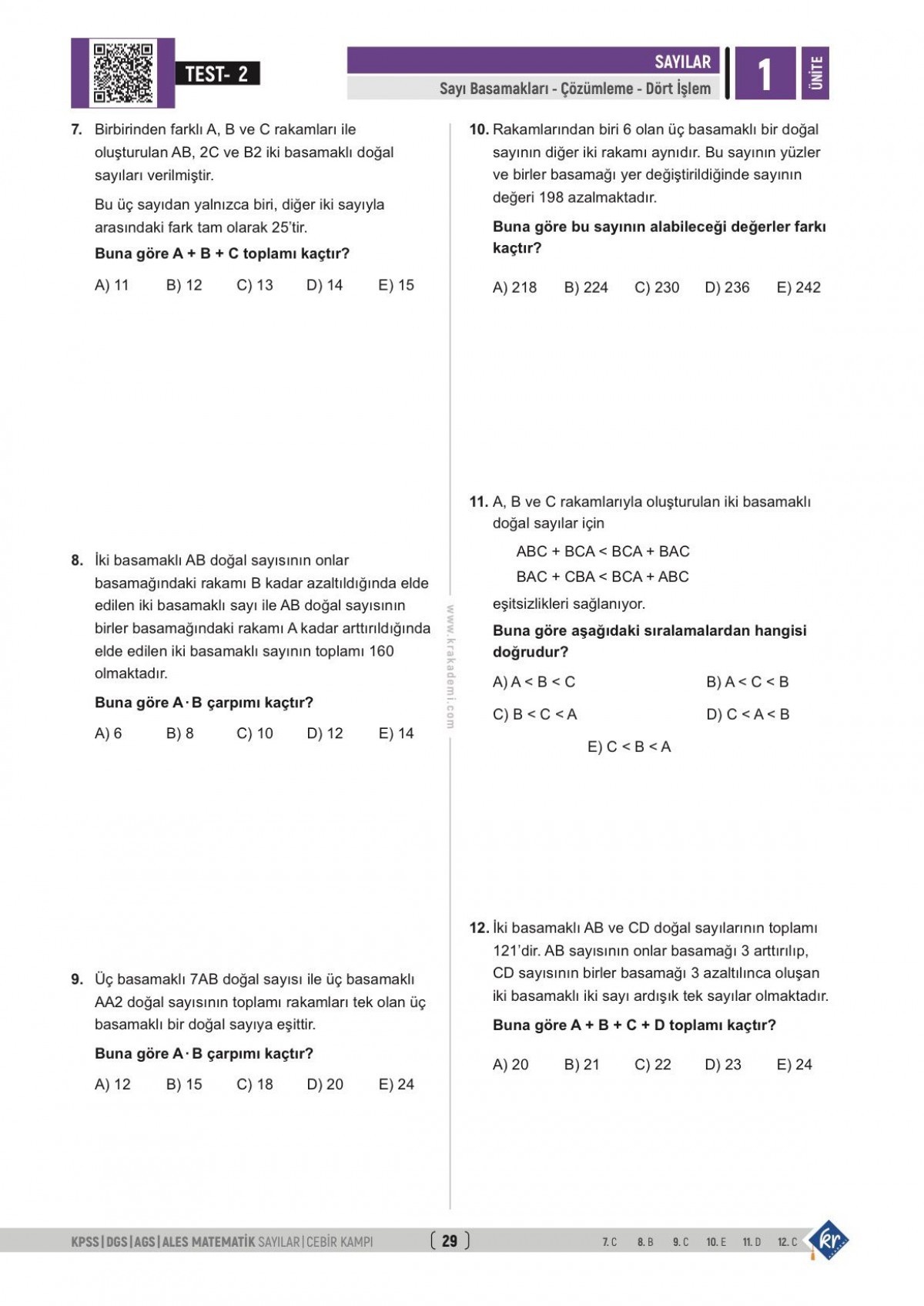 Gerçel Matematik KPSS DGS AGS ALES Sayılar Cebir İlk 15 Konuyu Fulle KR Akademi Yayınları