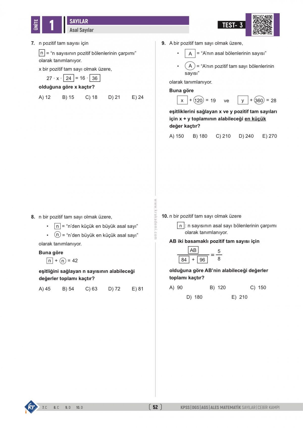 Gerçel Matematik KPSS DGS AGS ALES Sayılar Cebir İlk 15 Konuyu Fulle KR Akademi Yayınları
