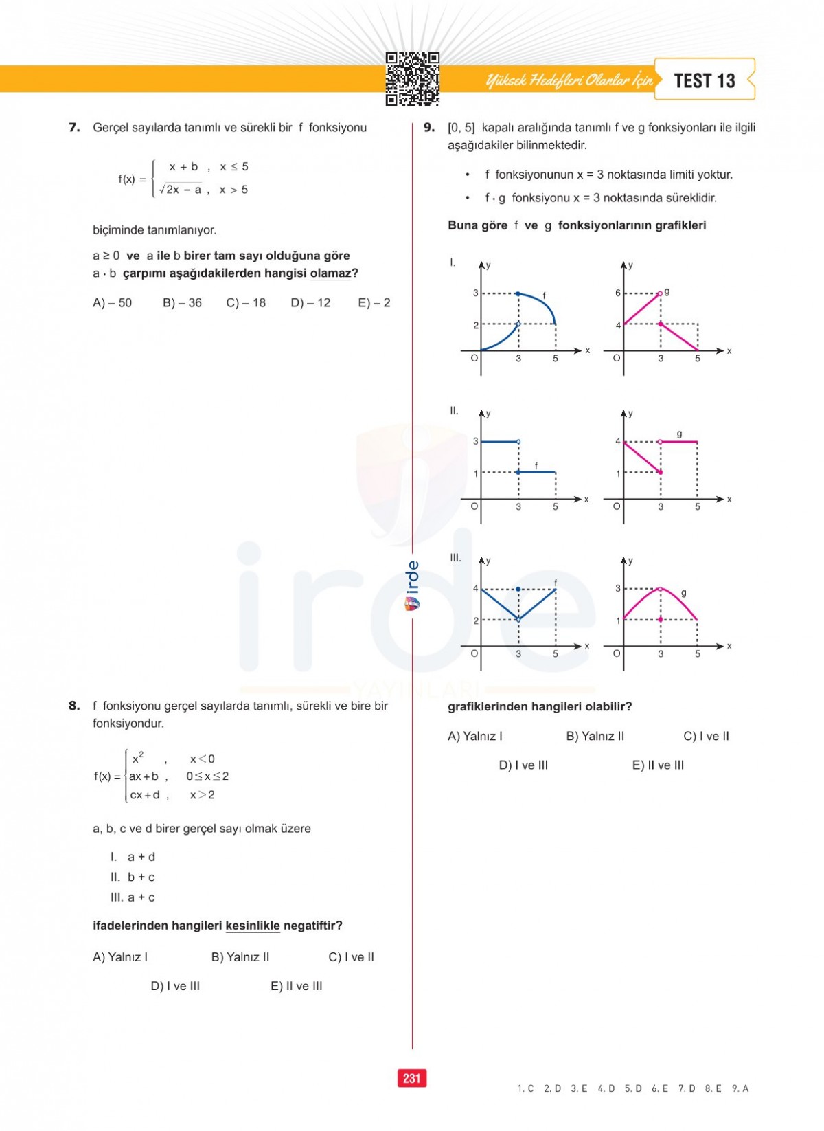 İrde Yayınları AYT Matematik Soru Bankası