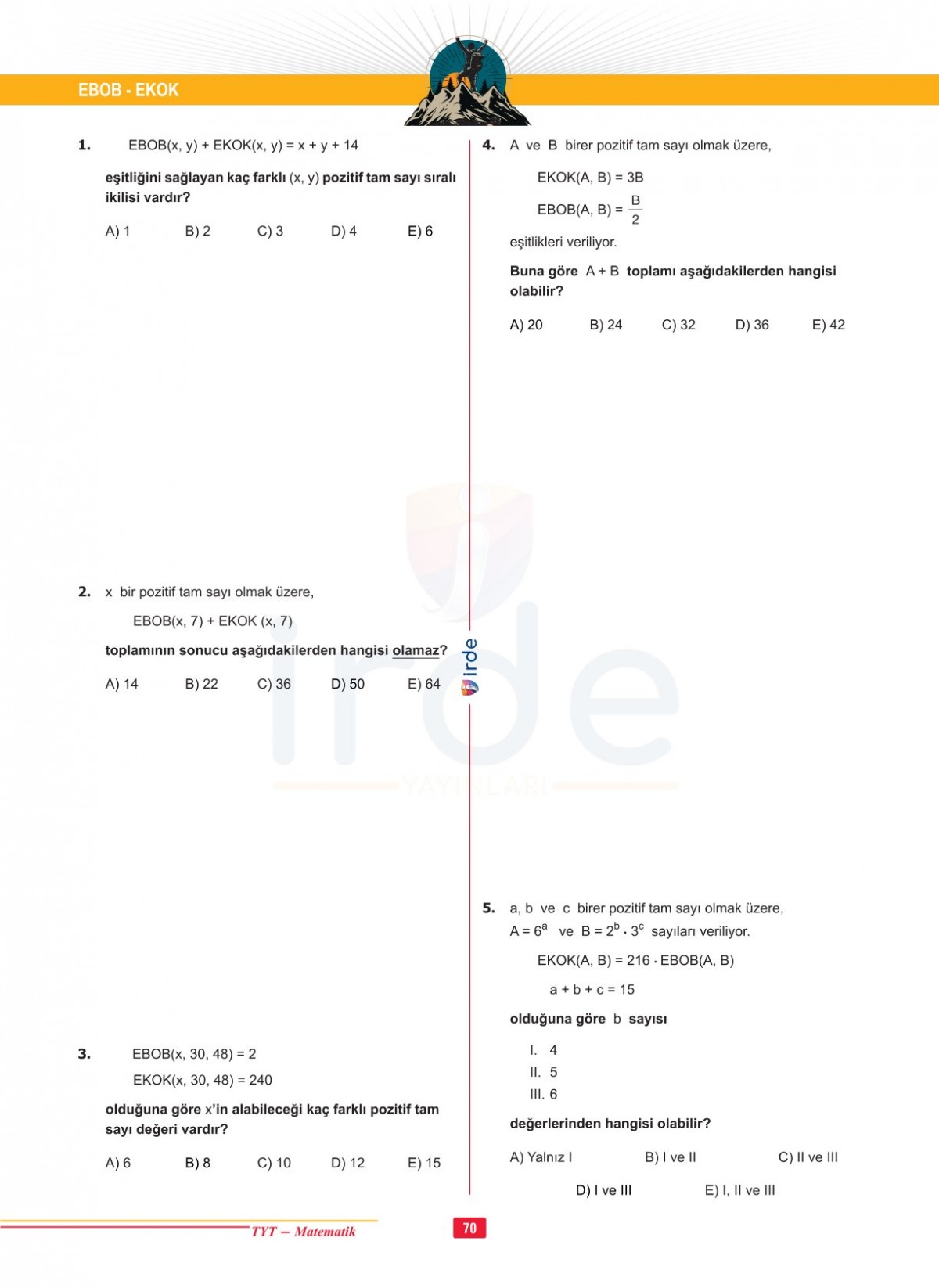 İrde Yayınları TYT Matematik Soru Bankası İrde Yayınları TYT Matematik Soru Bankası
