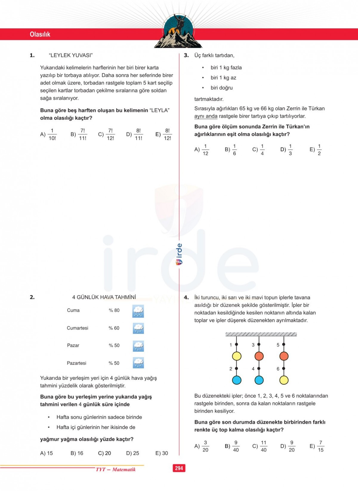 İrde Yayınları TYT Matematik Soru Bankası İrde Yayınları TYT Matematik Soru Bankası