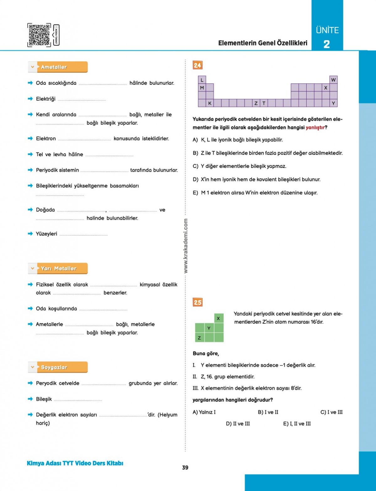 Kimya Adası TYT Kimya Video Ders Kitabı KR Akademi Yayınları Kimya Adası TYT Kimya Video Ders Kitabı KR Akademi Yayınları