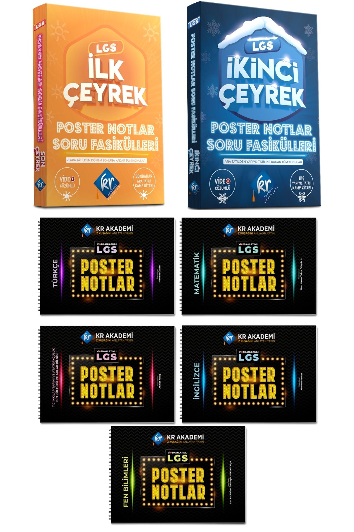 Kr Akademi Lgs Soru Fasikülleri Ilk Çeyrek Ikinci Çeyrek Poster Notlar Seti Toplam 21 Parça
