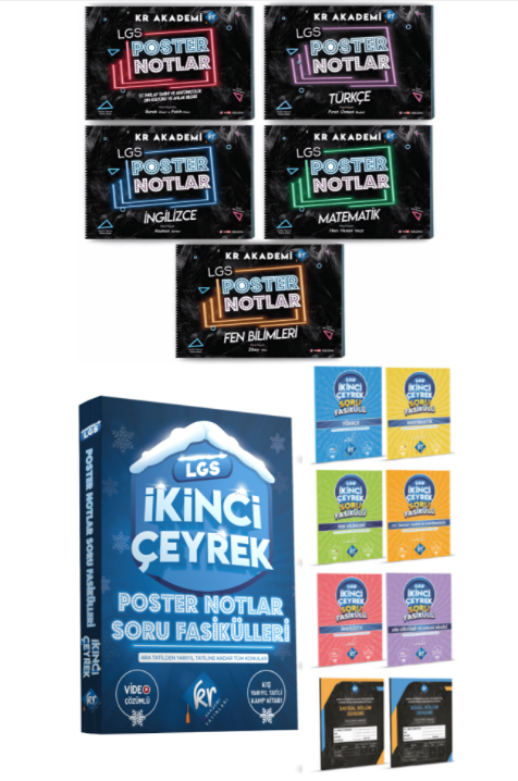 Kr Akademi Yayınları LGS Poster Notlar Ilk Çeyrek ve Ikinci Çeyrek Soru Fasikülleri Kamp Kitabı (16 Kitaplık Set)