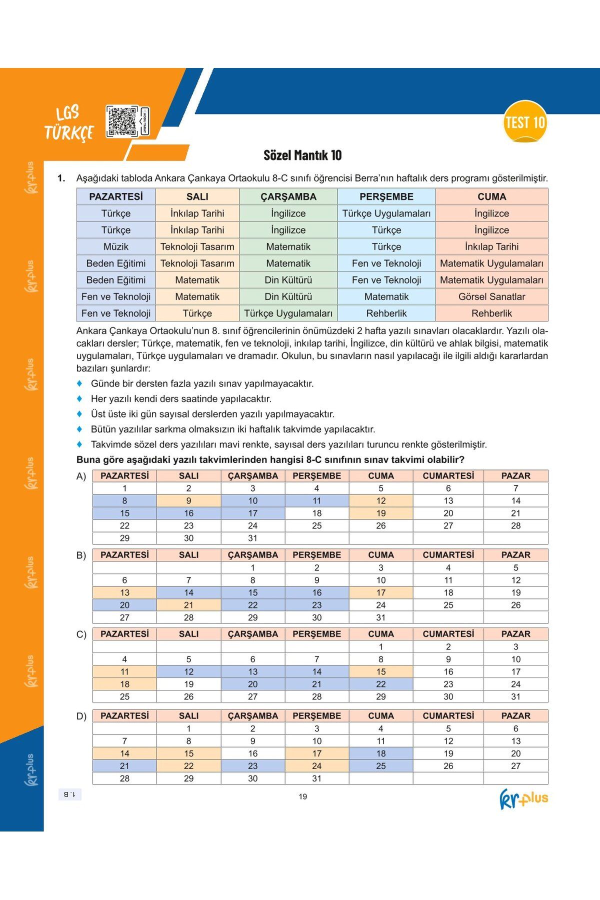 KR Plus LGS Relaks Türkçe Soru Fasikülü