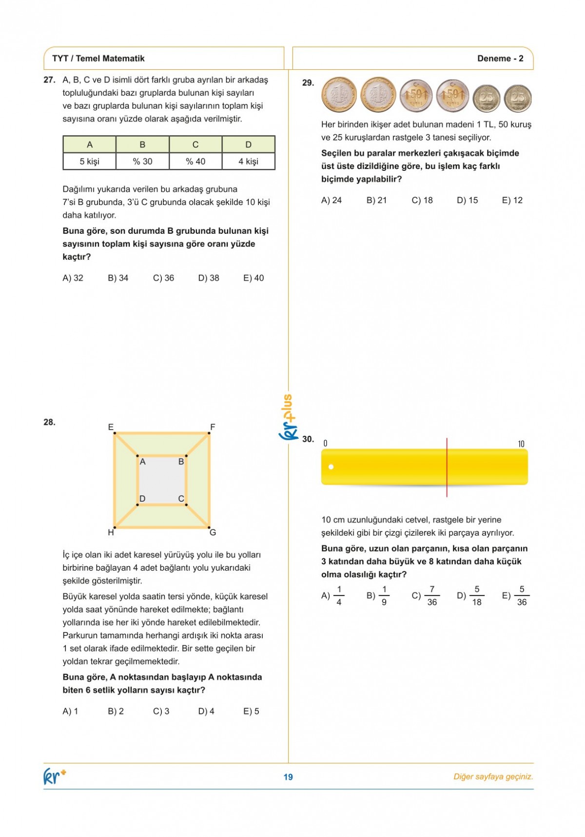 KR Plus TYT Matematik 5'li Denemesi