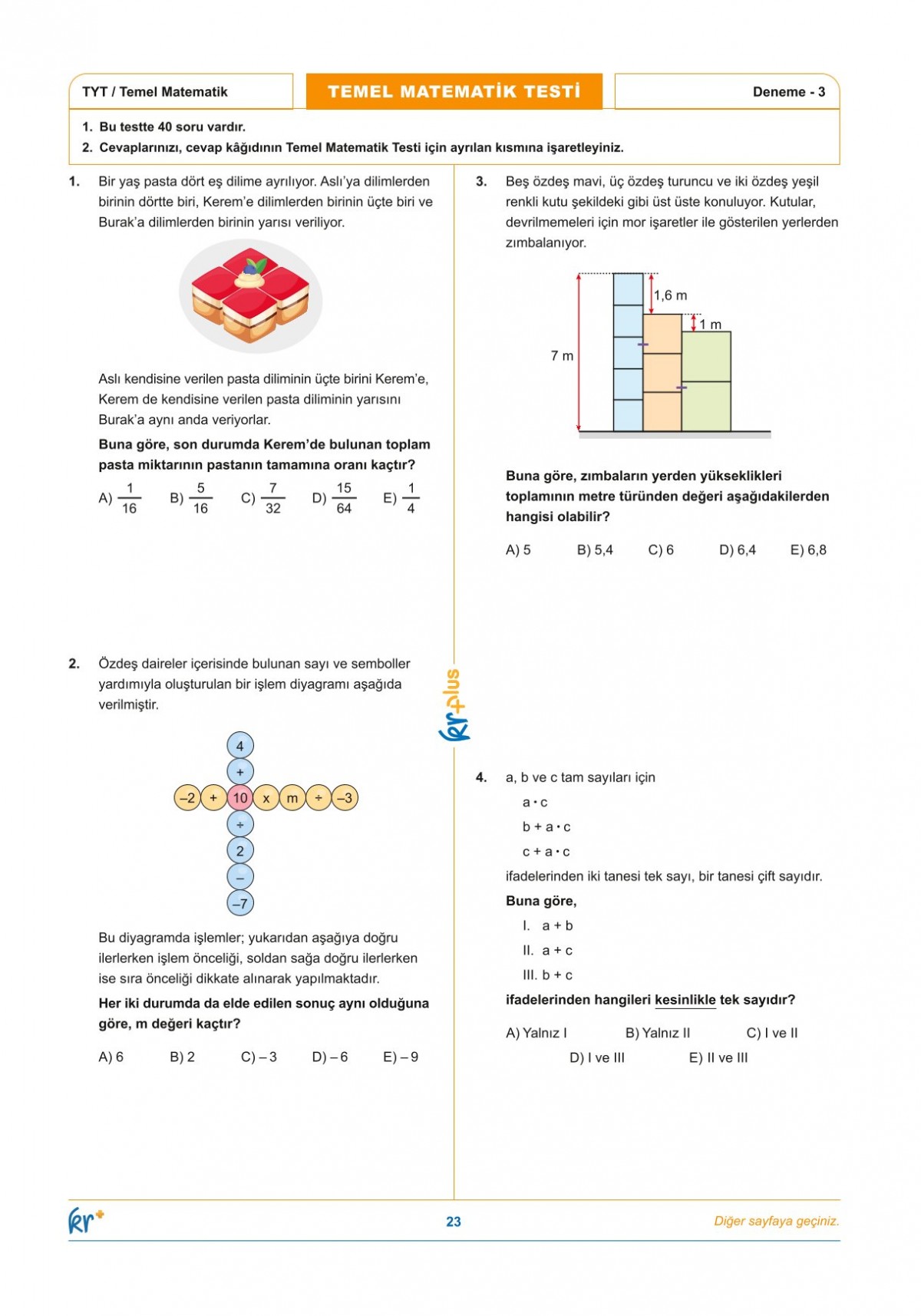 KR Plus TYT Matematik 5'li Denemesi