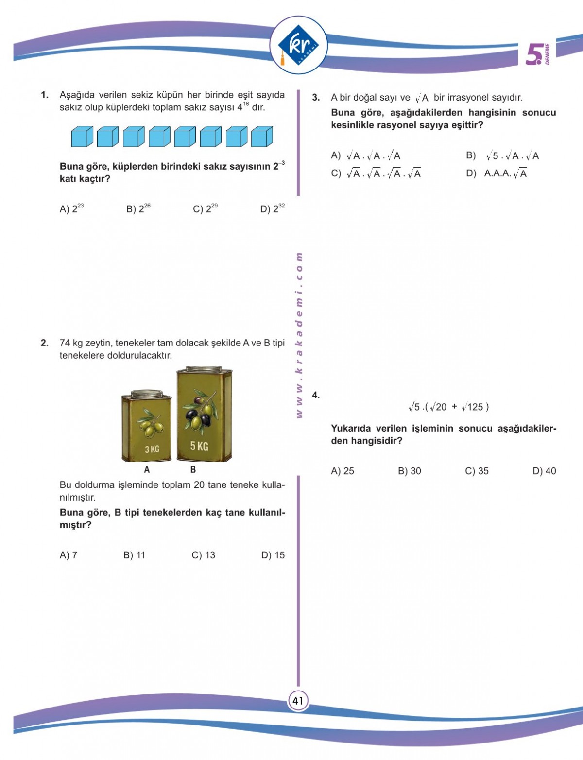LGS Matematik 12'li Deneme Gerçeğine En Yakın LGS Provası KR Akademi Yayınları