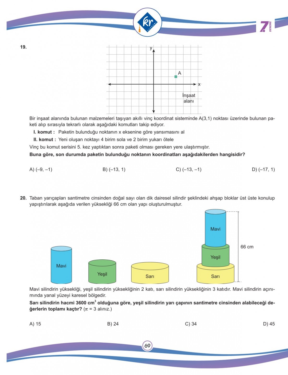 LGS Matematik 12'li Deneme Gerçeğine En Yakın LGS Provası KR Akademi Yayınları