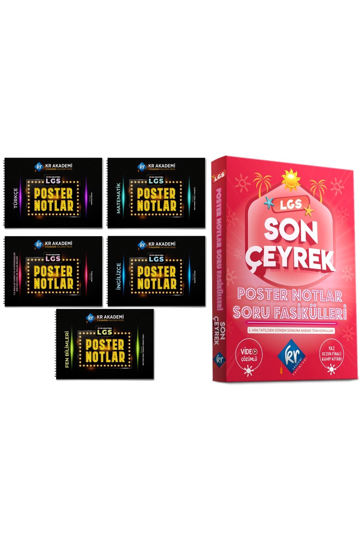 LGS Son Çeyrek Soru Fasikülleri & LGS 5'li Poster Notlar Seti KR Akademi Yayınları
