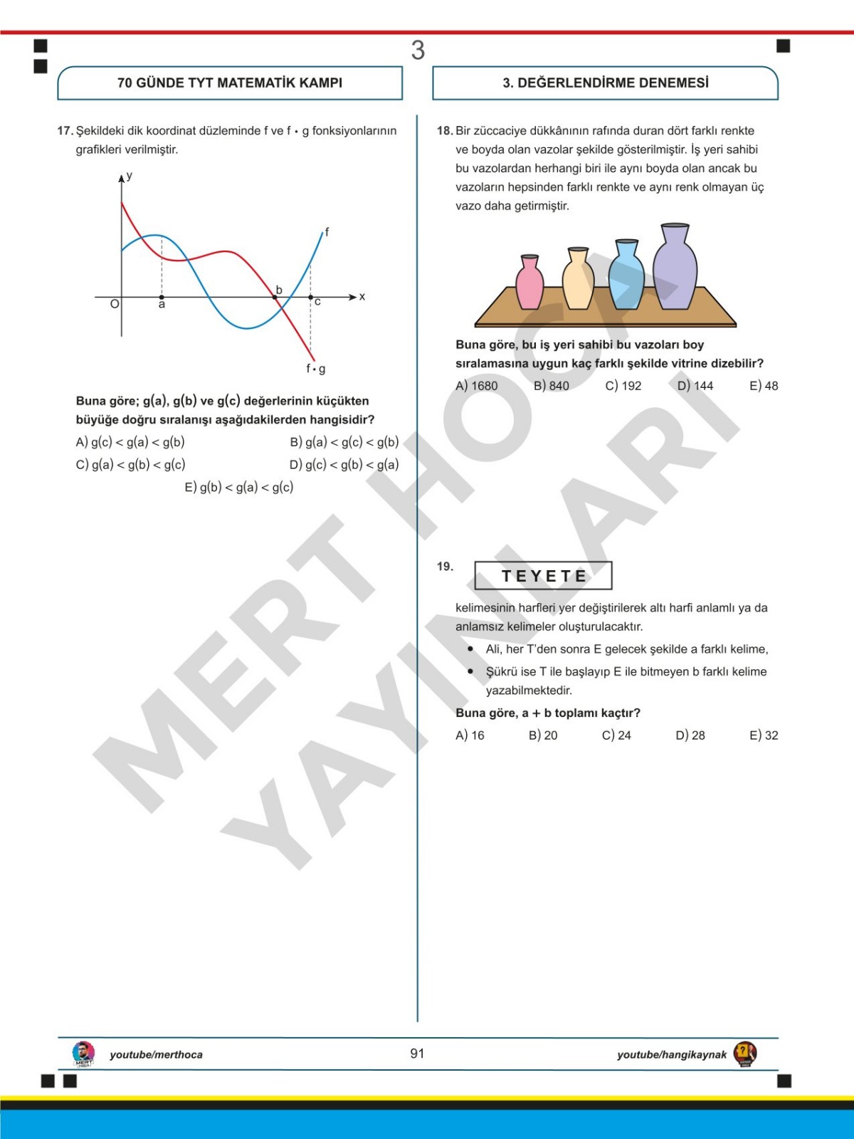 Mert Hoca Check-Up 70 Günde TYT Matematik Deneme