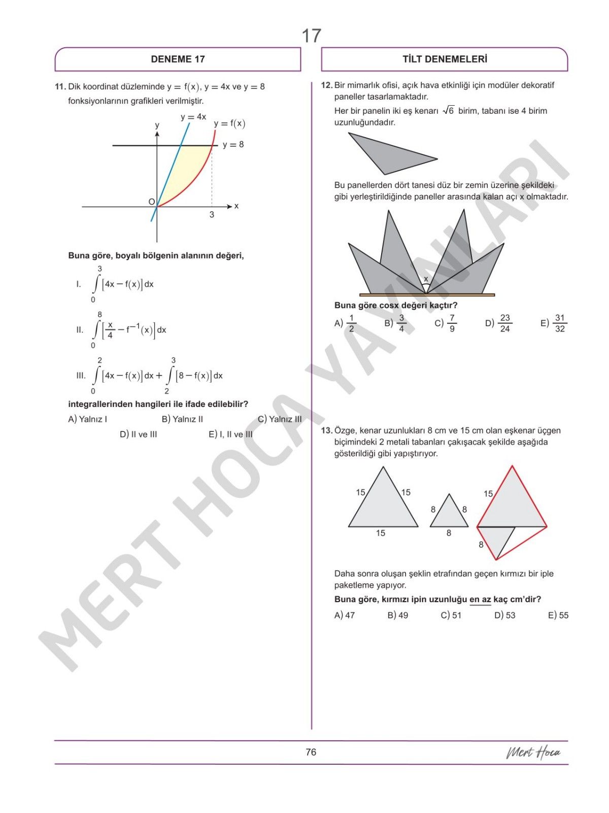 Mert Hoca AYT TİLT Denemeleri Trigonometri İntegral Limit Türev 30'lu Deneme