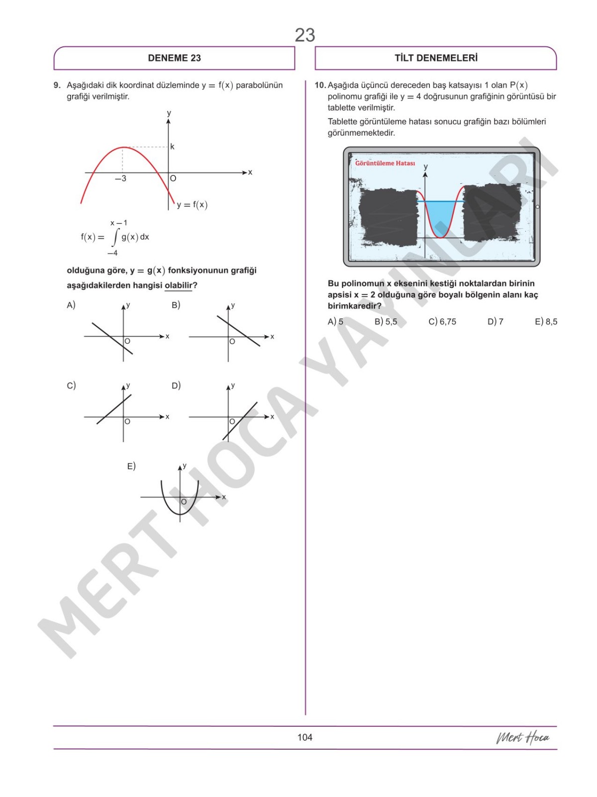 Mert Hoca AYT TİLT Denemeleri Trigonometri İntegral Limit Türev 30'lu Deneme