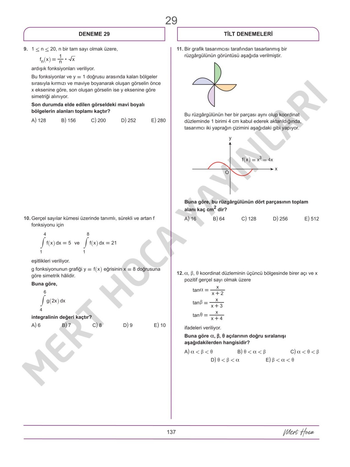 Mert Hoca AYT TİLT Denemeleri Trigonometri İntegral Limit Türev 30'lu Deneme