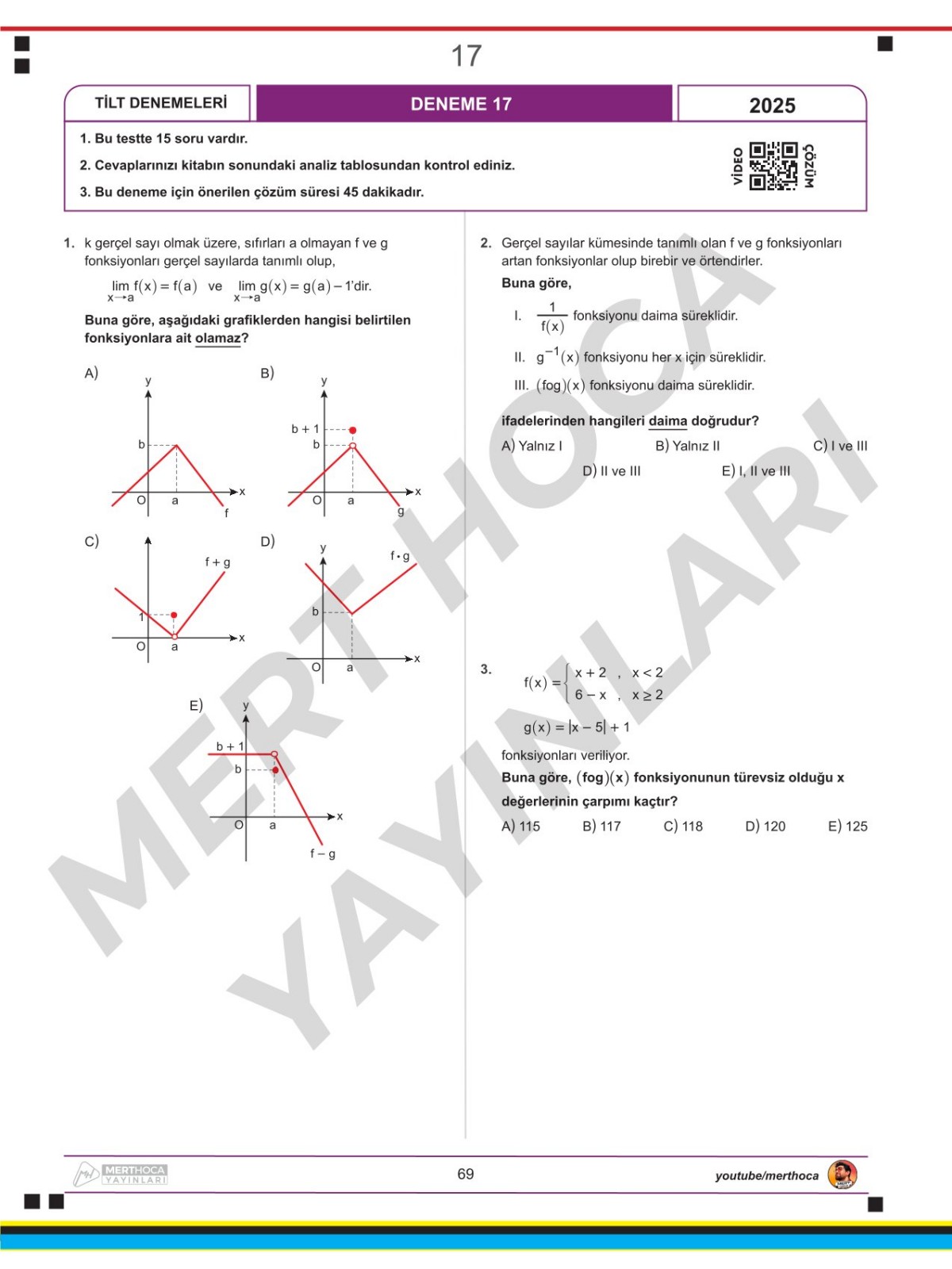 Mert Hoca AYT TİLT Denemeleri - Trigonometri İntegral Limit Türev 30'lu Deneme