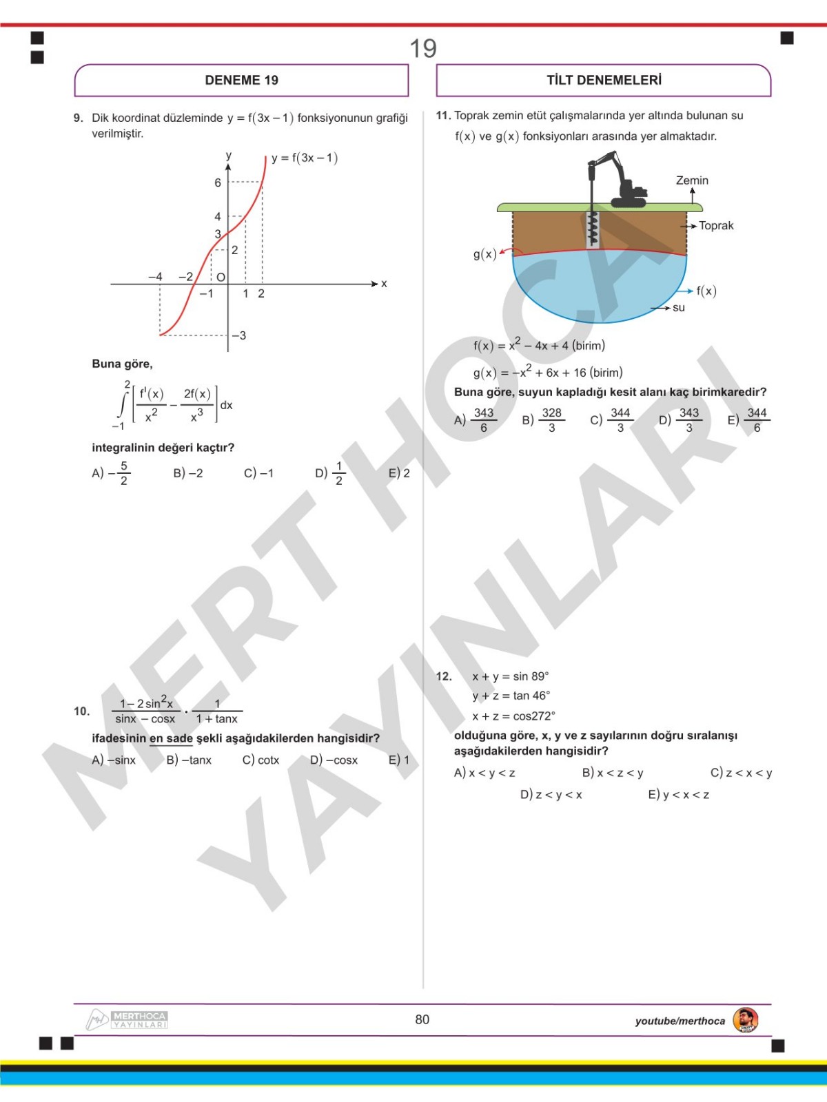 Mert Hoca AYT TİLT Denemeleri - Trigonometri İntegral Limit Türev 30'lu Deneme