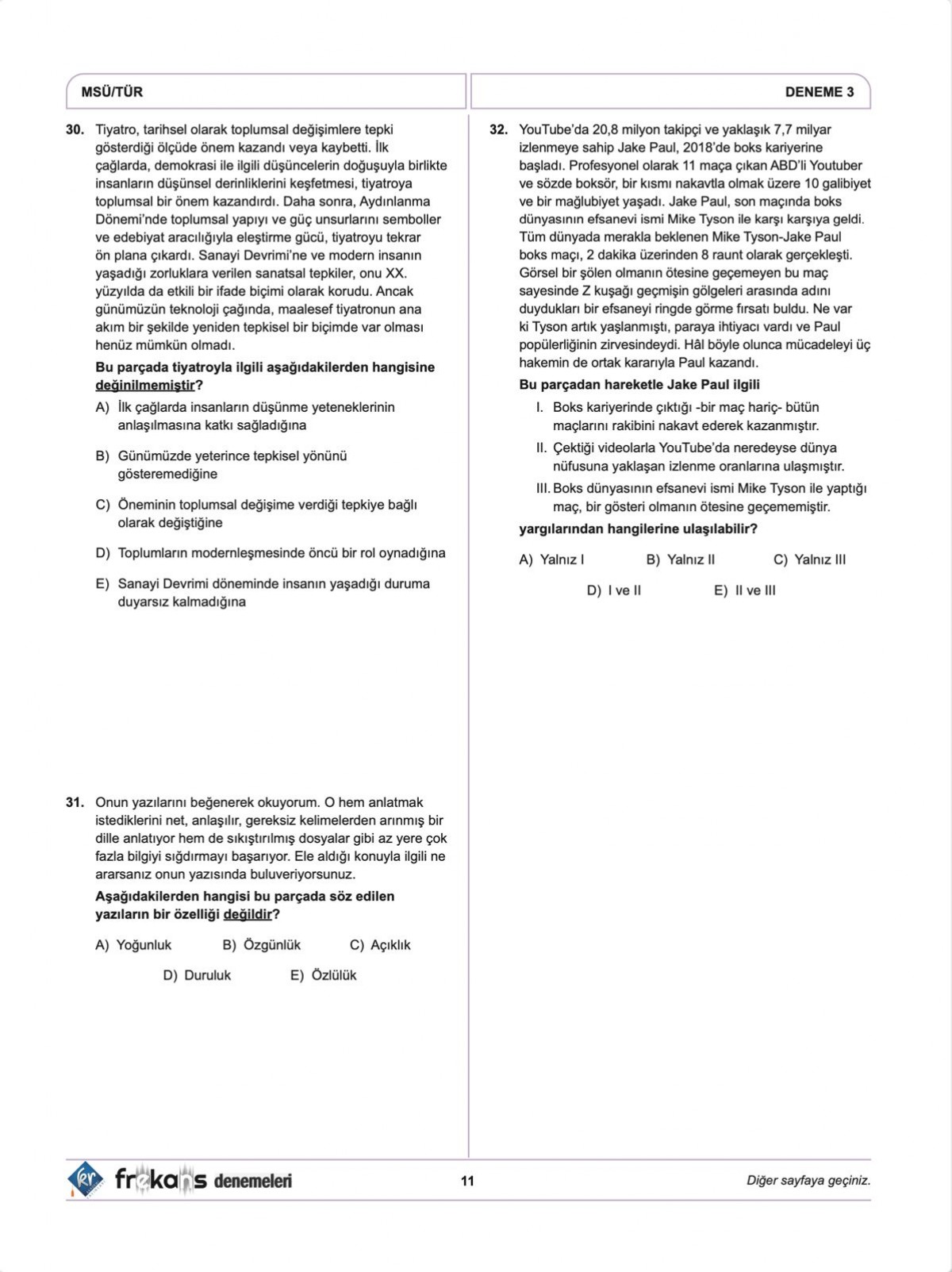 MSÜ 5'li Frekans Denemeleri KR Akademi Yayınları MSÜ 5'li Frekans Denemeleri KR Akademi Yayınları