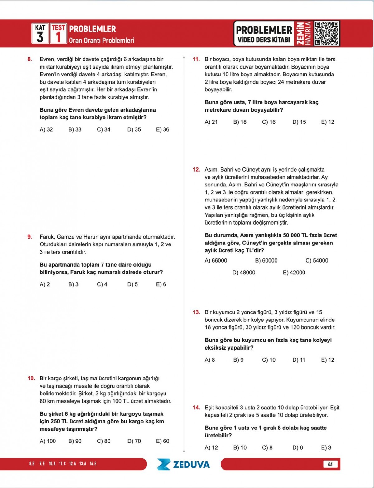Zeduva Yayınları SML Matematik TYT KPSS AGS DGS 20 Günde Zemin Hazırla Problemler Video Ders Kitabı