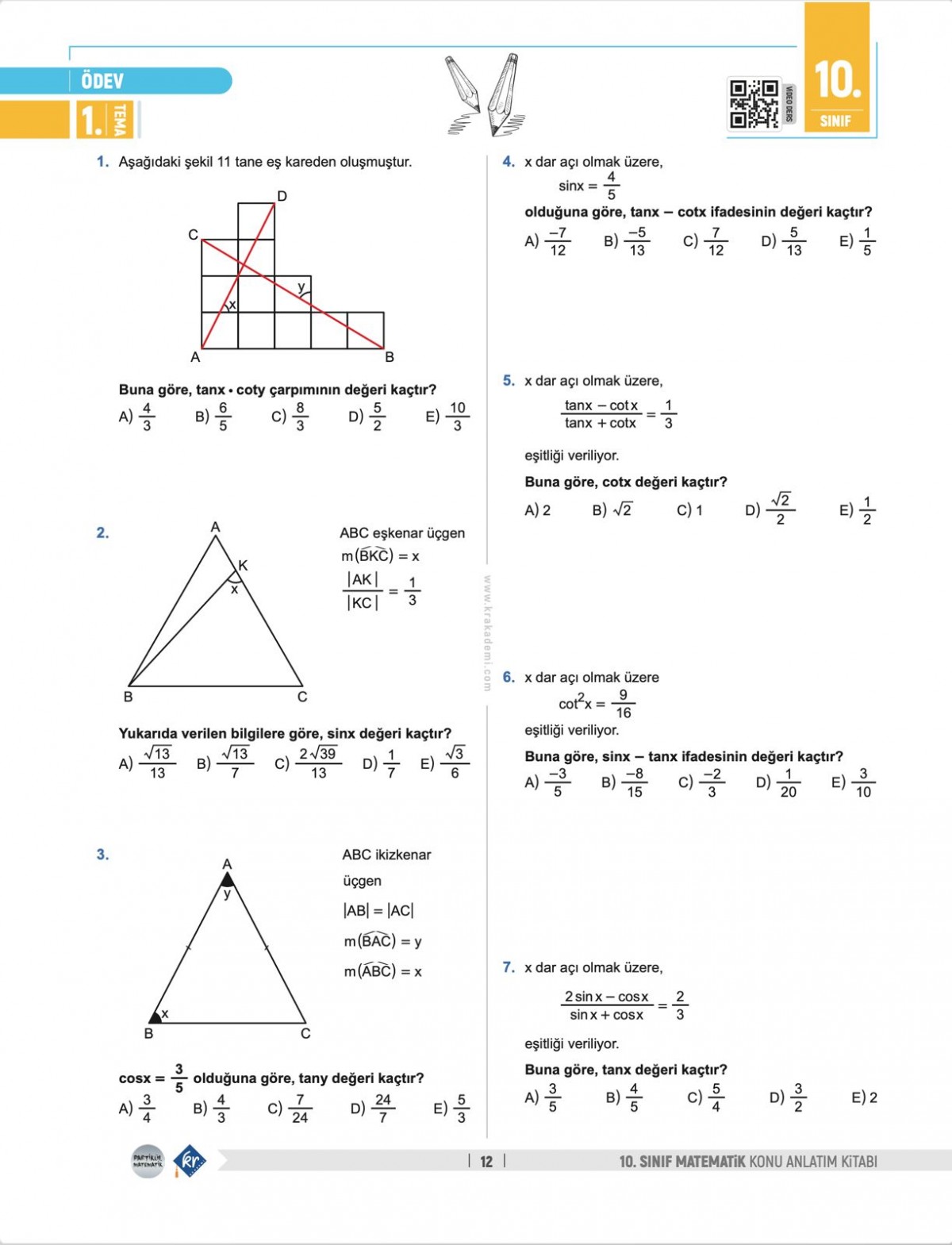 Partikül Matematik Maarif Modeli 10. Sınıf Matematik Konu Anlatım Kitabı KR Akademi Yayınları