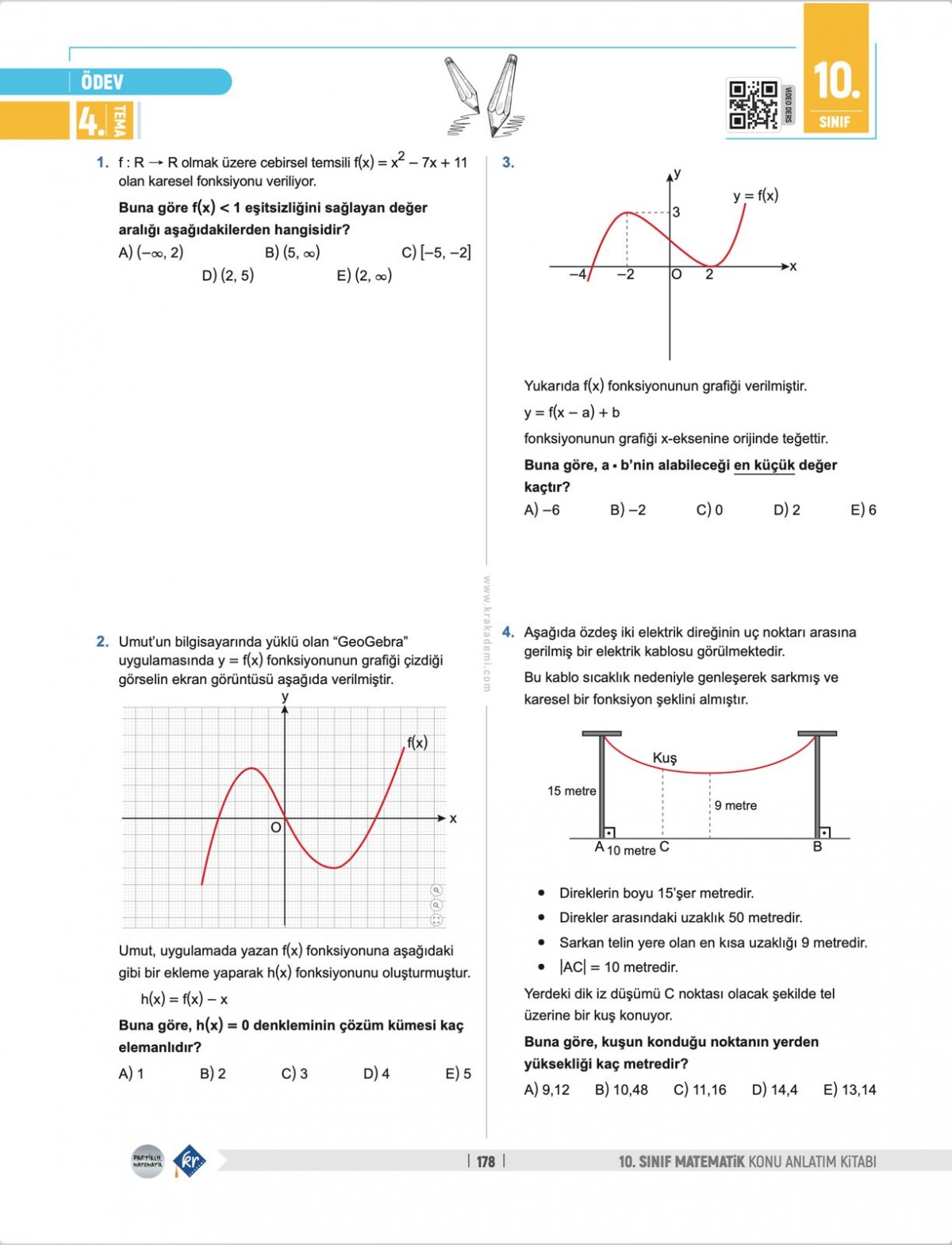 Partikül Matematik Maarif Modeli 10. Sınıf Matematik Konu Anlatım Kitabı KR Akademi Yayınları