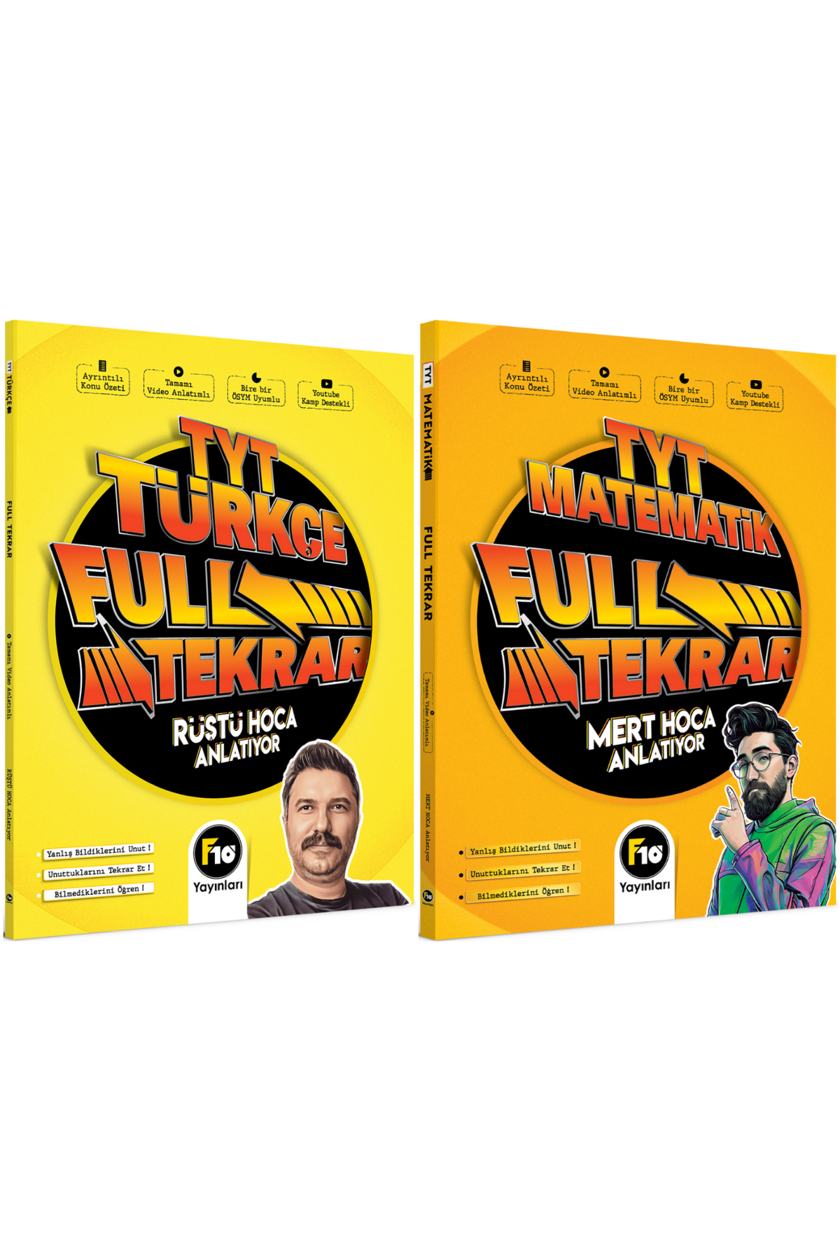 Rüştü Hoca & Mert Hoca TYT Türkçe-Matematik Full Tekrar Ders Kitabı Seti F10 Yayınları
