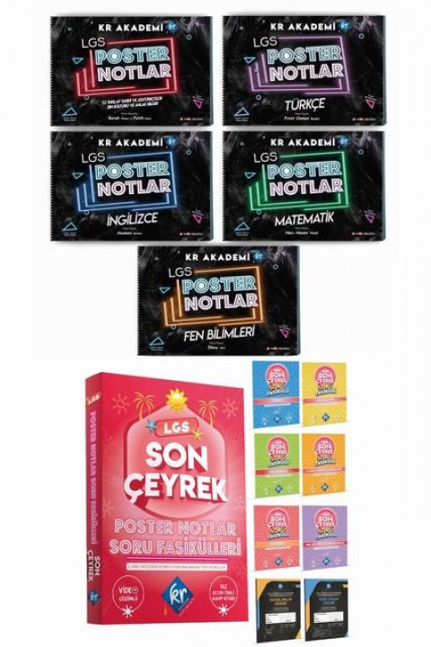LGS 5'li Poster Notlar & LGS Son Çeyrek Soru Fasikülleri (4.çeyrek) Seti KR Akademi Yayınları