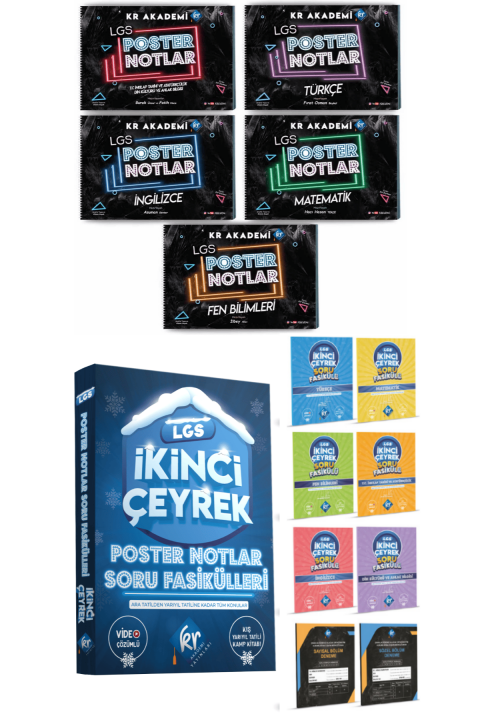 LGS Ikinci Çeyrek Soru Fasikülleri (2. Çeyrek) & LGS Poster Notlar Seti KR Akademi Yayınları