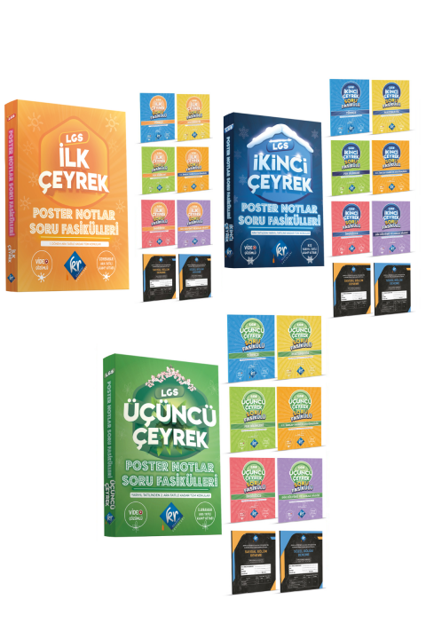 LGS Poster Notlar İlk Çeyrek + Ikinci Çeyrek + Üçüncü Soru Fasikülleri (24 Fasikül Set) KR Akademi Yayınları