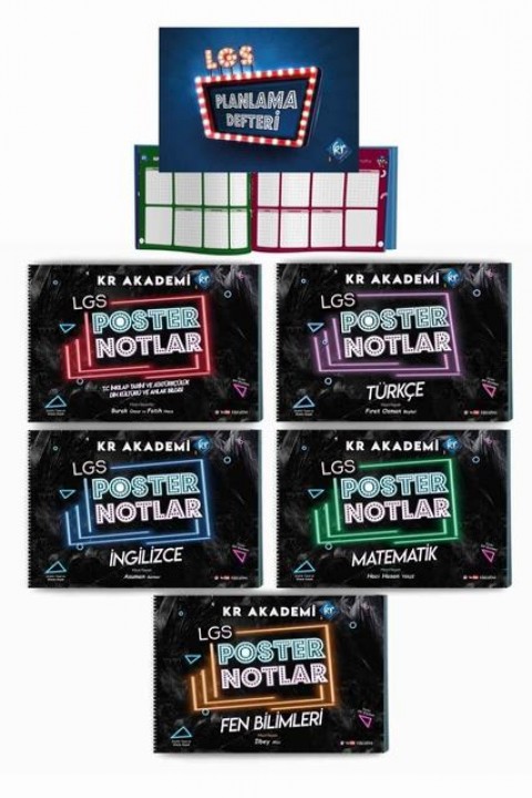LGS Poster Notlar Seti ve LGS Planlama Defteri Hediyeli 6'lı Set KR Akademi Yayınları