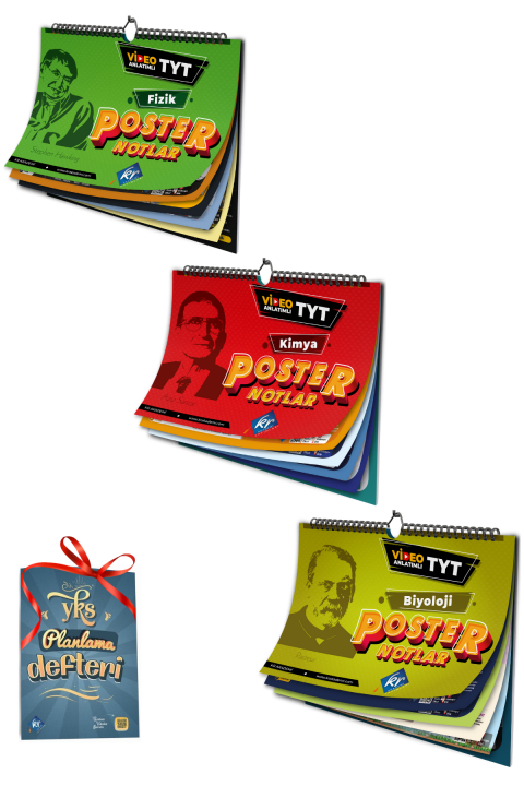 TYT Fizik Kimya Biyoloji Sayısal FKB Poster Notlar Seti Video Destekli Planlayıcı Hediyeli KR Akademi Yayınları