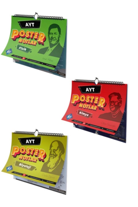 Yks Ayt Fizik-kimya-biyoloji Poster Notları 3'lü Set