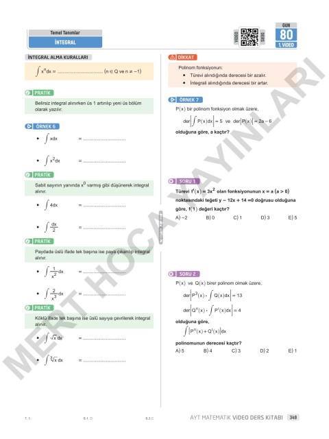 2025 90 Günde AYT Matematik Kampı Video Ders Kitabı Mert Hoca