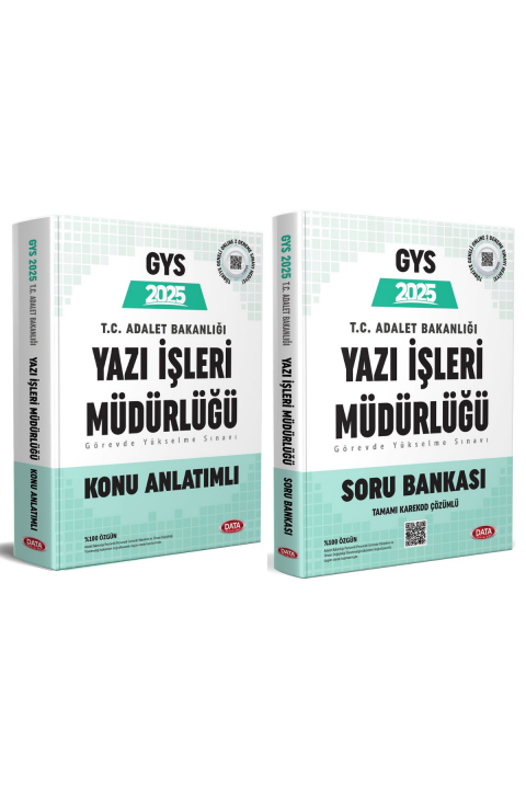 2025 GYS Adalet Bakanlığı Yazı İşleri Müdürlüğü Hazırlık Kitabı ve Soru Bankası Seti Data Yayınları