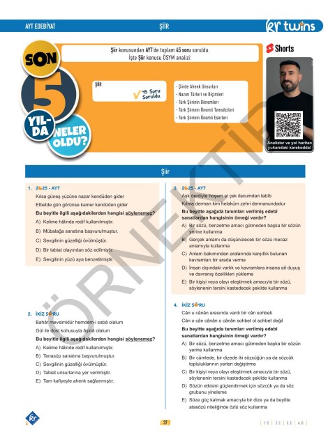 2026 AYT Twins Edebiyat Soru Bankası KR Akademi Yayınları