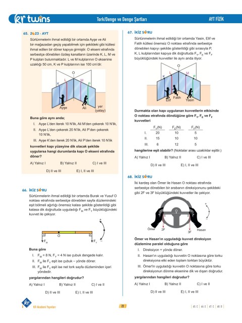 2026 AYT Twins Fizik Soru Bankası Altuğ Güneş KR Akademi Yayınları