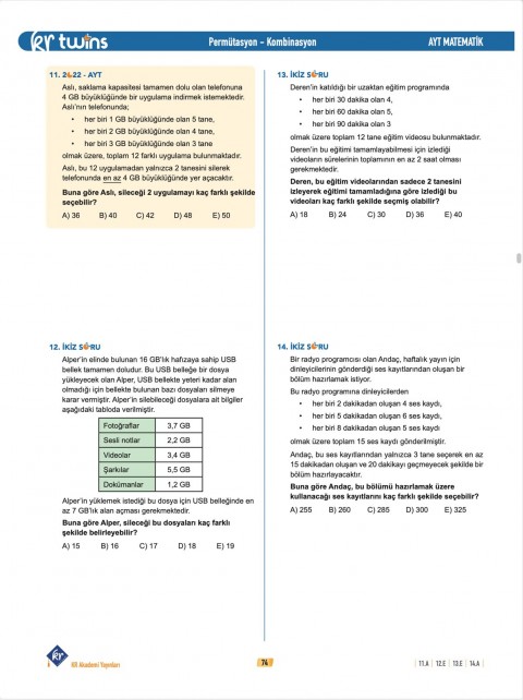 2026 AYT Twins Matematik Soru Bankası KR Akademi Yayınları