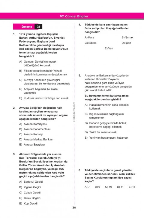 2026 KPSS Güncel Bilgiler 101 Deneme 606 Soru KR Akademi Yayınları