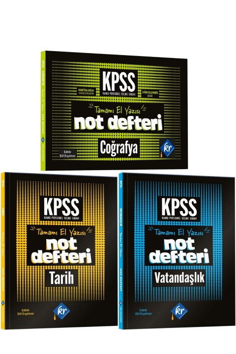2026 Lise Ön Lisans KPSS Genel Kültür Tarih-Coğrafya-Vatandaşlık Not Defteri 3'lü Set KR Akademi Yayınları
