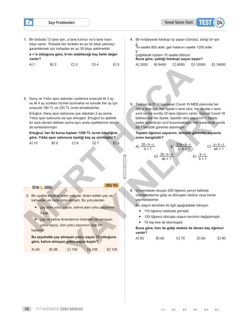 2025 TYT 70 Günde Matematik Soru Bankası Mert Hoca