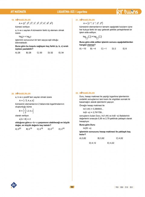 2027 AYT Twins Matematik Soru Bankası KR Akademi Yayınları