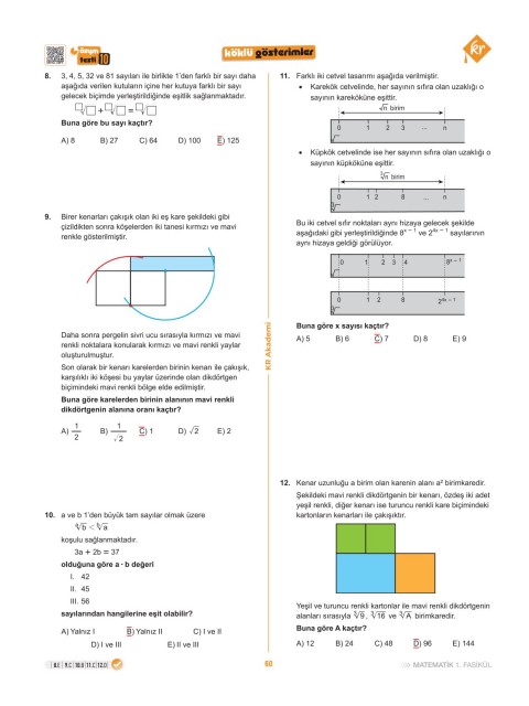 2028 Maarif Modeli Üniversite Giriş Sınavı İlk Oturum Matematik Soru Fasikülü Sayılar Özet Anlatımlı KR Akademi Yayınları