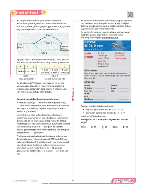2028 Maarif Modeli Üniversite Giriş Sınavı İlk Oturum Matematik Soru Fasikülü Sayılar Özet Anlatımlı KR Akademi Yayınları