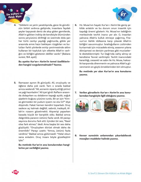 5. Sınıf Tüm Dersler 2. Dönem Yazılı Hazırlık Kitabı KR Akademi Yayınları