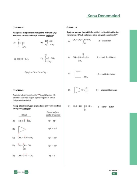 Alaittin Güneş AYT Kimya Son 5 Soru Denemeleri 30 Deneme