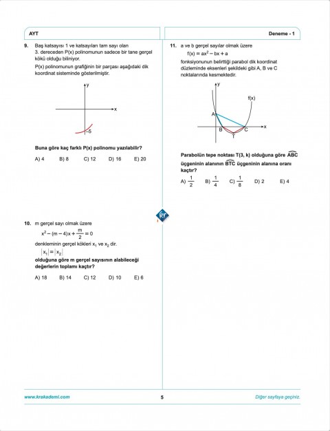 Anıl Hoca İle Matematik AYT İlk 10 Soru Denemeleri KR Akademi Yayınları