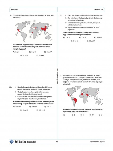AYT 5 Frekans Denemeleri KR Akademi Yayınları