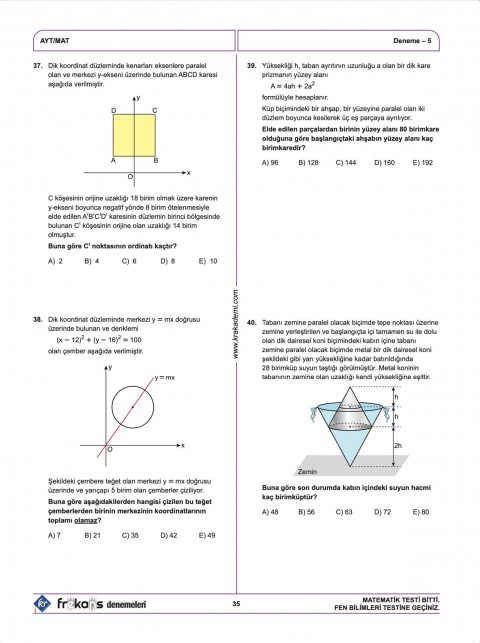 AYT 5 Frekans Denemeleri KR Akademi Yayınları