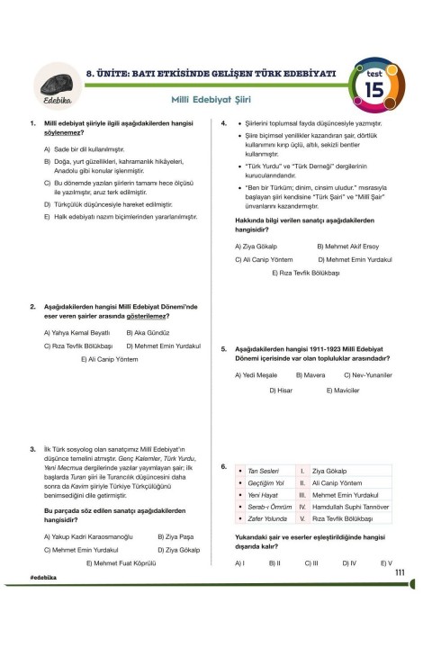 AYT Edebika Soru Bankası