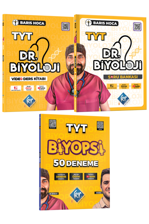 Barış Hoca TYT Dr. Biyoloji Video Ders Kitabı & Soru Bankası & TYT Biyopsi 50 Deneme Seti